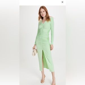 Self-Portrait Spearmint Gathered Jersey Midi Dress